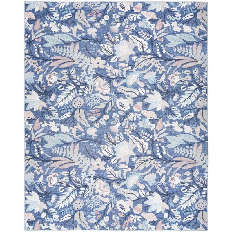 Nourison Washables Navy Multicolor 9 ft. x 12 ft. Botanical Traditional Area Rug 912572
