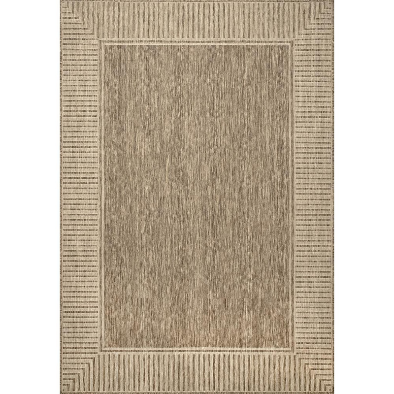 nuLOOM Asha Simple Border Light Brown 6 ft. 7 in. x 9 ft. Indoor/Outdoor Patio Area Rug GBCB02B-6709