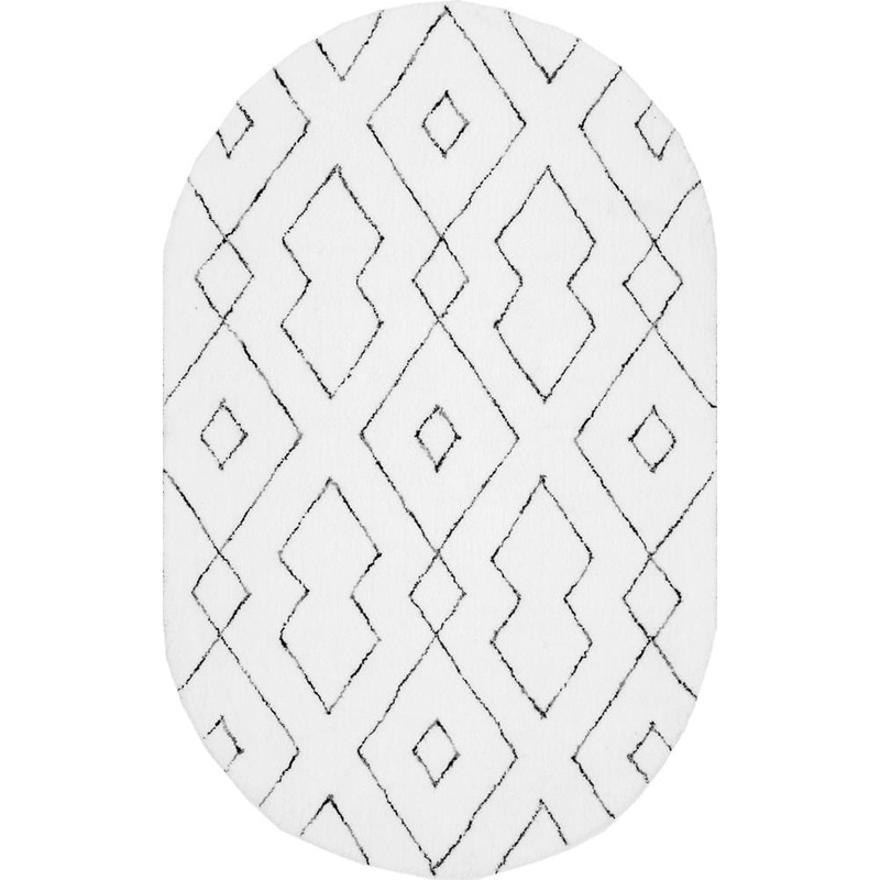 nuLOOM Beaulah Modern Geometric Shag White 6 ft. Indoor Round Area Rug HJKZ01A-R606
