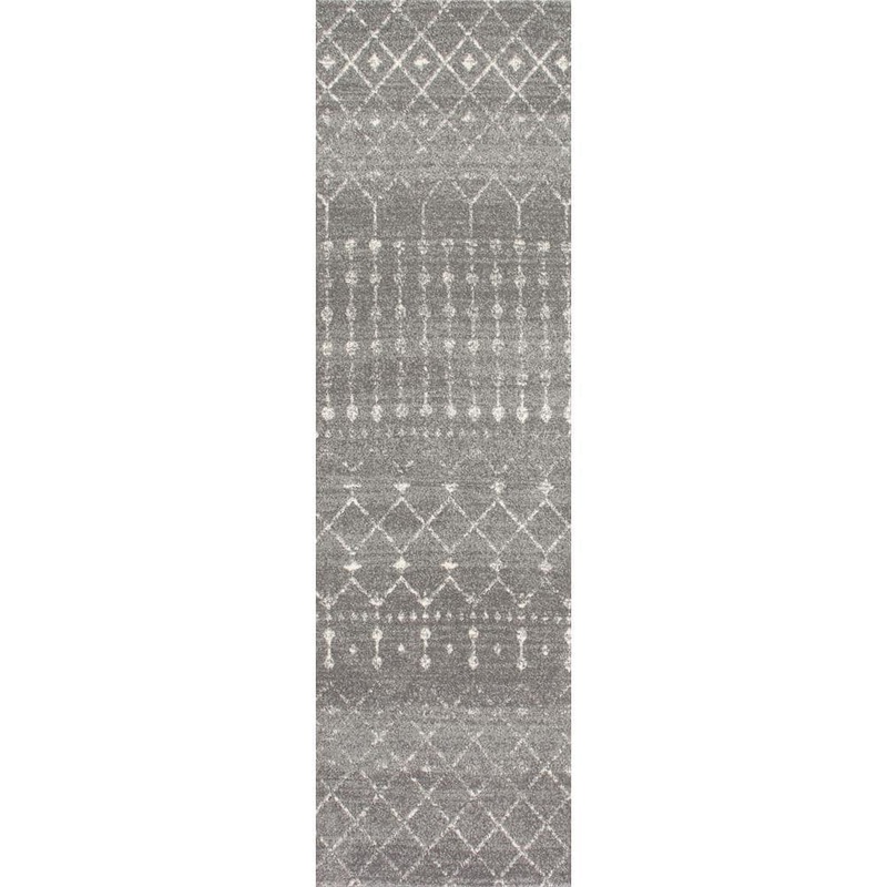 nuLOOM Blythe Modern Moroccan Trellis 3 ft. x 10 ft. Dark Gray Runner Rug RZBD16B-26010