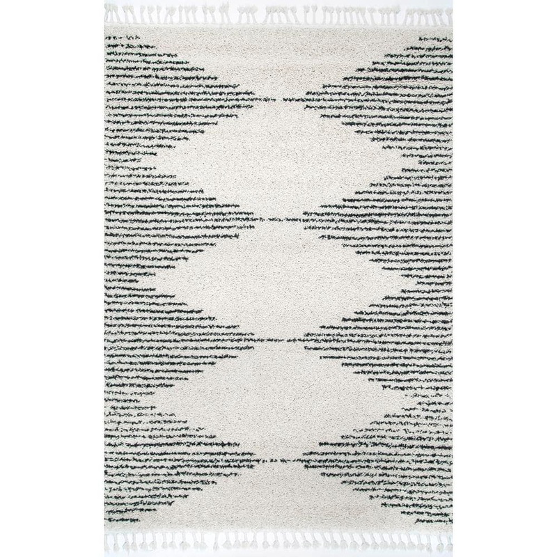 nuLOOM Bria Moroccan Diamond Shag Off-White 7 ft. x 9 ft. Area Rug GCDI09A-6709