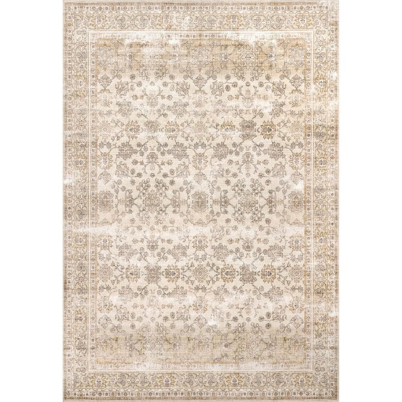 nuLOOM Deadra Vintage Floral Machine Washable Area Rug Beige 8 ft. x 8 ft. Area Rug BIVL42A-S808