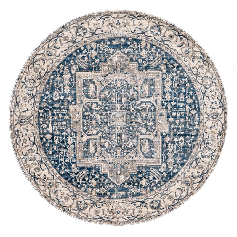 nuLOOM Ehtel Medallion Fringe Gray 5 ft. Indoor Round Rug KHMC04F-R505
