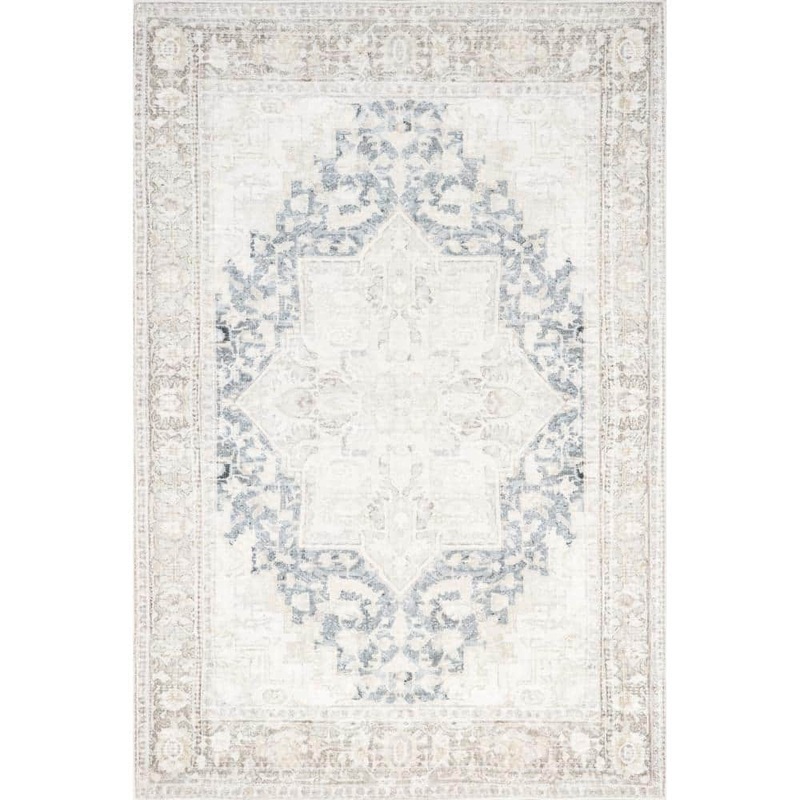 nuLOOM Emely Medallion Machine Washable Beige 2 ft. x 8 ft. Oriental Runner Rug RZNB17A-2608