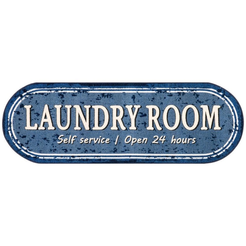 nuLOOM Graphic Machine Washable Laundry Mat Blue Doormat 20 in. x 59 in. Laundry Mat DIAJ01B-O205