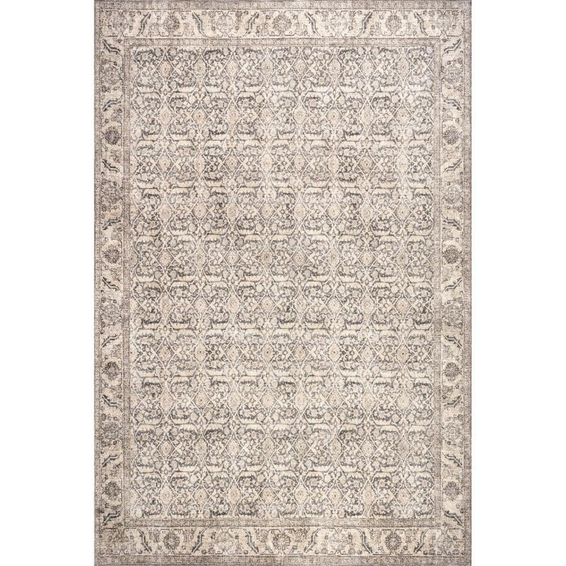 nuLOOM Hillstone Grey 6 ft. 7 in. x 9 ft. Traditional Vintage Medallion Area Rug LRHV01A-6709