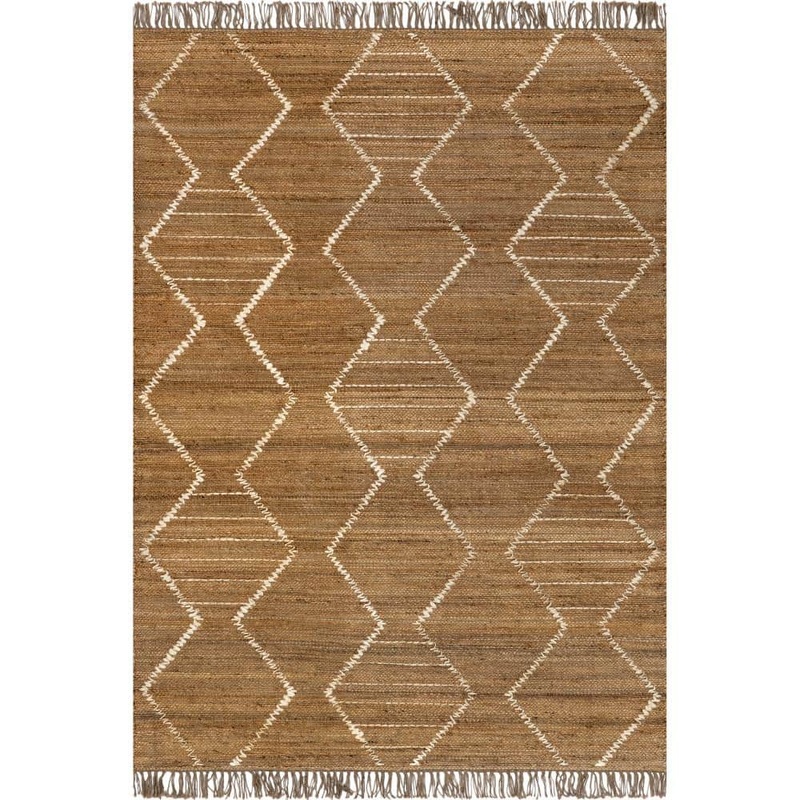 nuLOOM Imaan Raised Geometric Jute Tasseled Natural 5 ft. x 8 ft. Area Rug JRFL01A-508