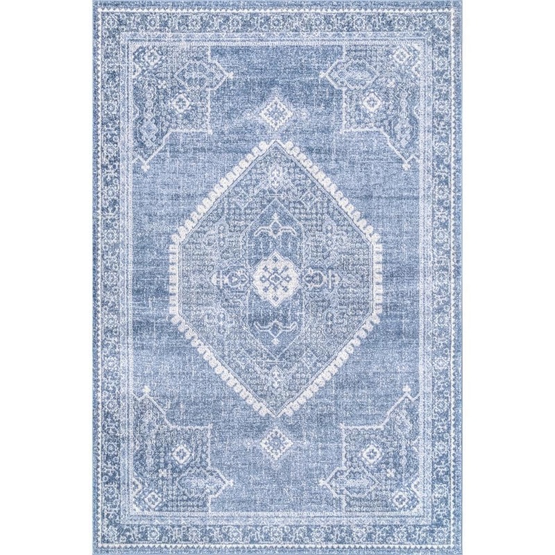nuLOOM Isla Distressed Persian Blue 9 ft. x 12 ft. Area Rug RZAB35A-9012