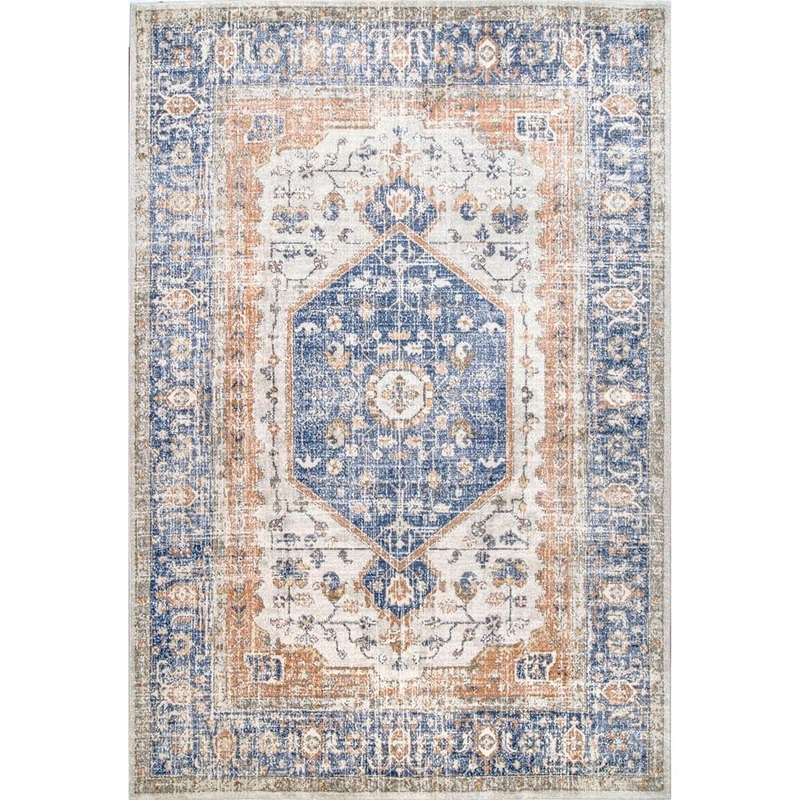 nuLOOM Jacquie Vintage Floral Blue Doormat 3 ft. x 5 ft. Area Rug RZAB07B-305