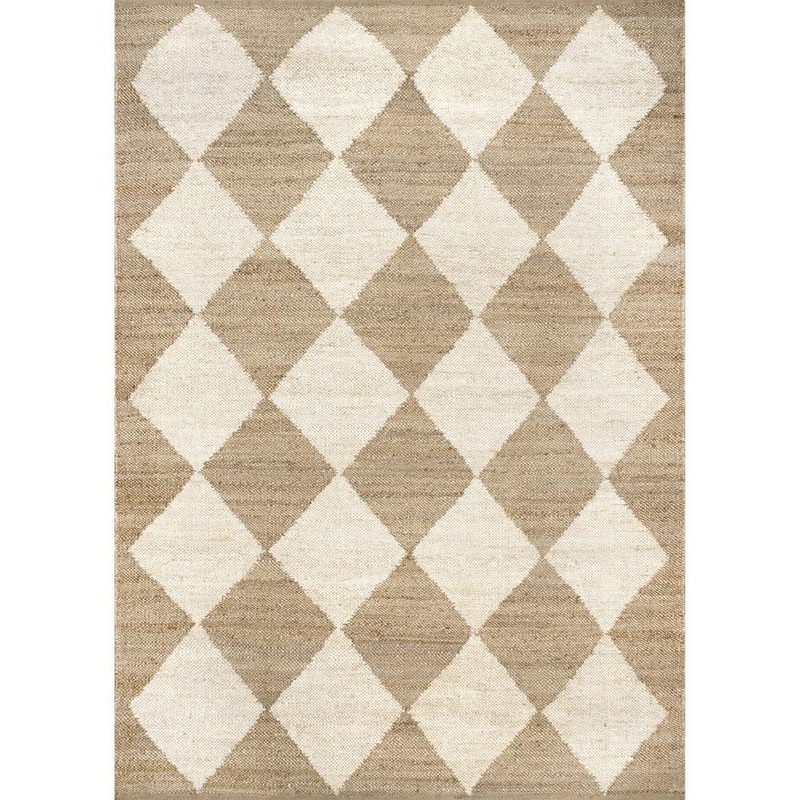 nuLOOM Louie Diamond Checkerboard Jute Natural 8 ft. x 10 ft. Area Rug VCSE01A-8010