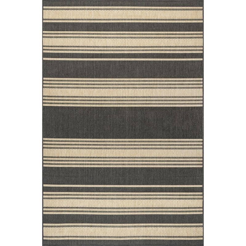 nuLOOM Montana Striped Charcoal 8 ft. x 10 ft. Indoor/Outdoor Patio Area Rug GBCB41A-8010