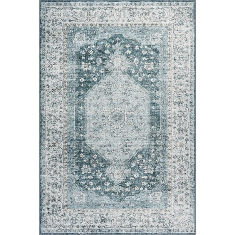 nuLOOM Prairie Green 8 ft. x 10 ft. Medallion Spill Proof Machine Washable Area Rug HJTH24B-8010