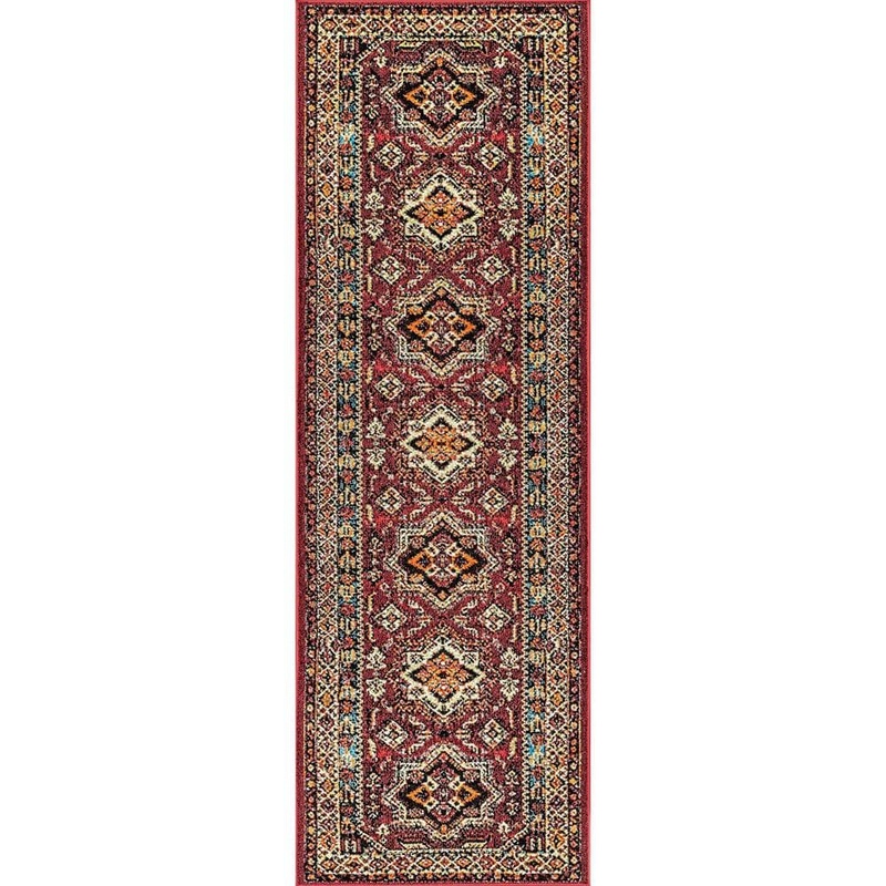 nuLOOM Randy Transitional Medieval Red 3 ft. x 6 ft. Indoor/Outdoor Runner Rug MEBE02A-2606