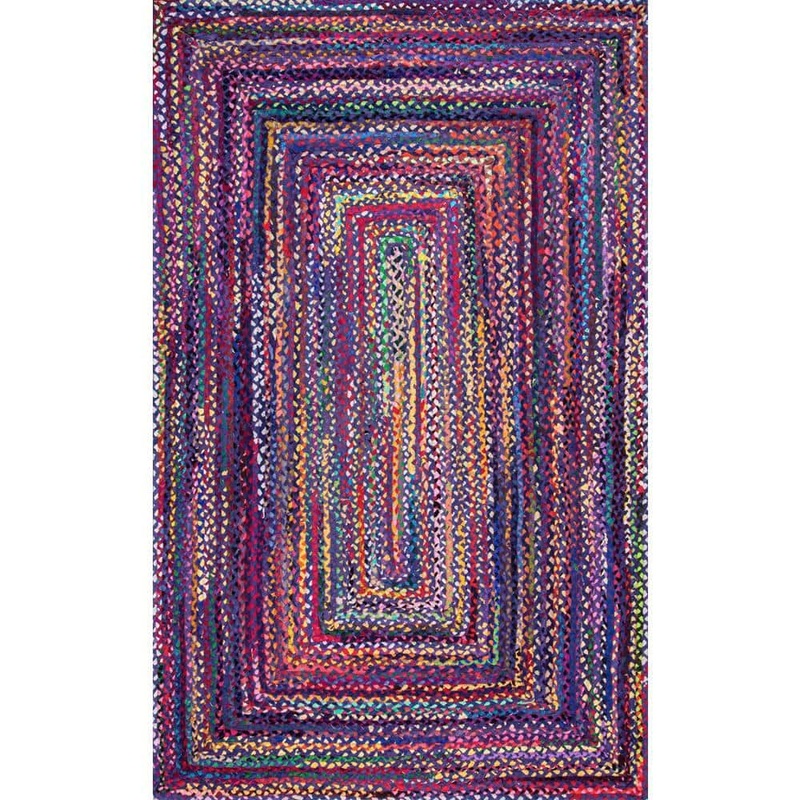 nuLOOM Tammara Colorful Braided Purple Multi 6 ft. x 9 ft. Area Rug MGNM04B-609