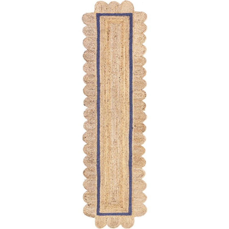 nuLOOM Tera Petals Braided Jute Blue 2 ft. x 8 ft. Farmhouse Runner Rug SVNR01A-208