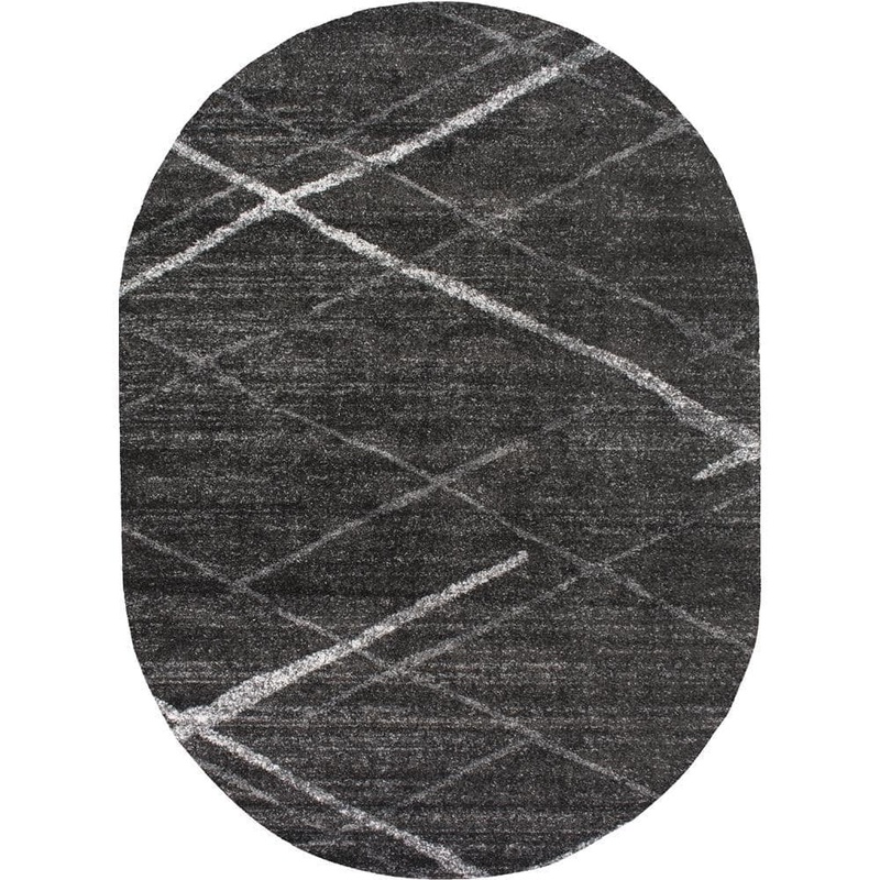 nuLOOM Thigpen Contemporary Stripes Dark Gray Doormat 3 ft. x 5 ft. Oval Rug BDSM04B-O305