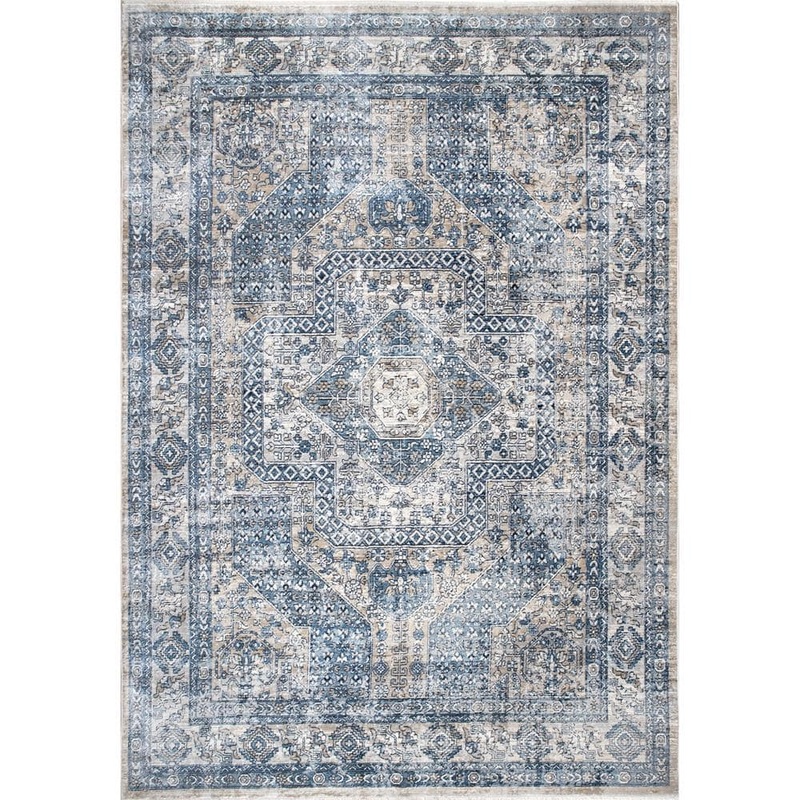 nuLOOM Westlyn Faded Medallion Blue 4 ft. x 6 ft. Indoor Area Rug KKSL08A-406