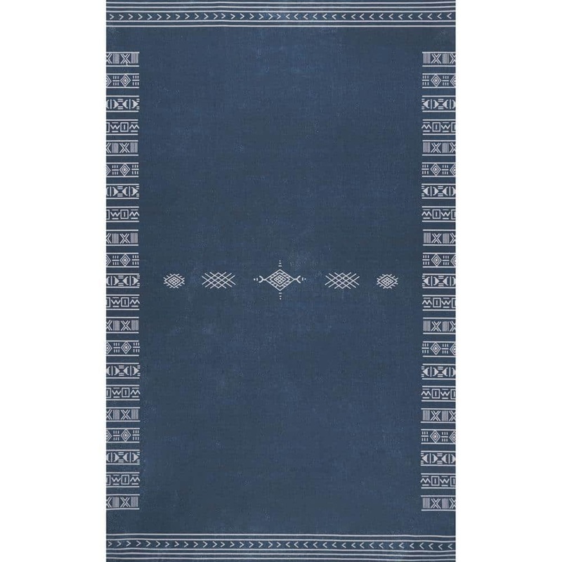 nuLOOM Arina Machine Washable Global Inspired Simplistic Tribal Navy 8 ft. x 10 ft. Indoor Area Rug HJVL24A-8010