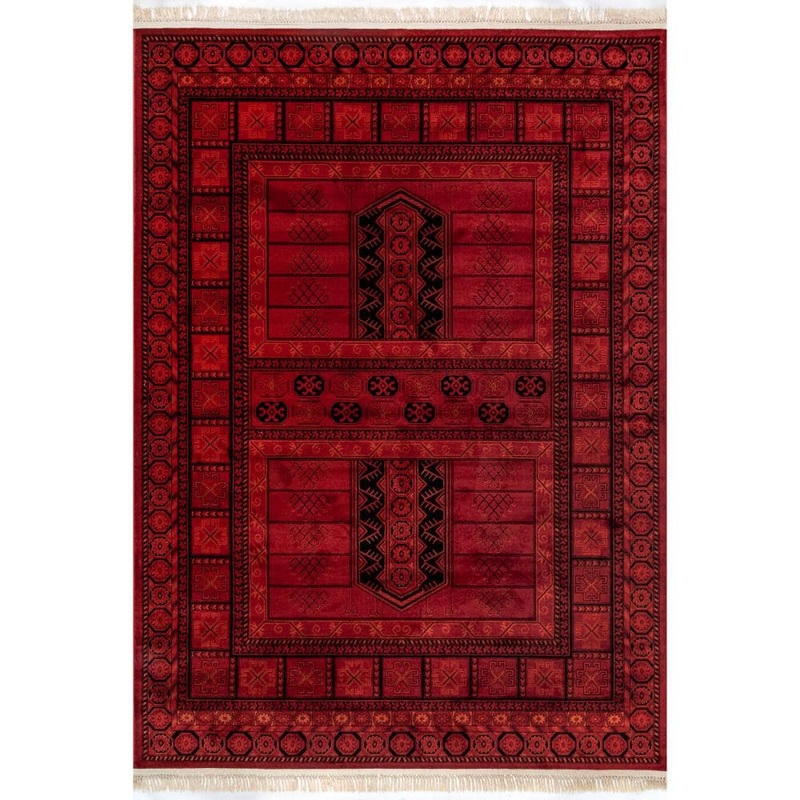 nuLOOM Billie Traditional Paneled Fringe Red 8 ft. x 10 ft. Area Rug GCAF02A-8010