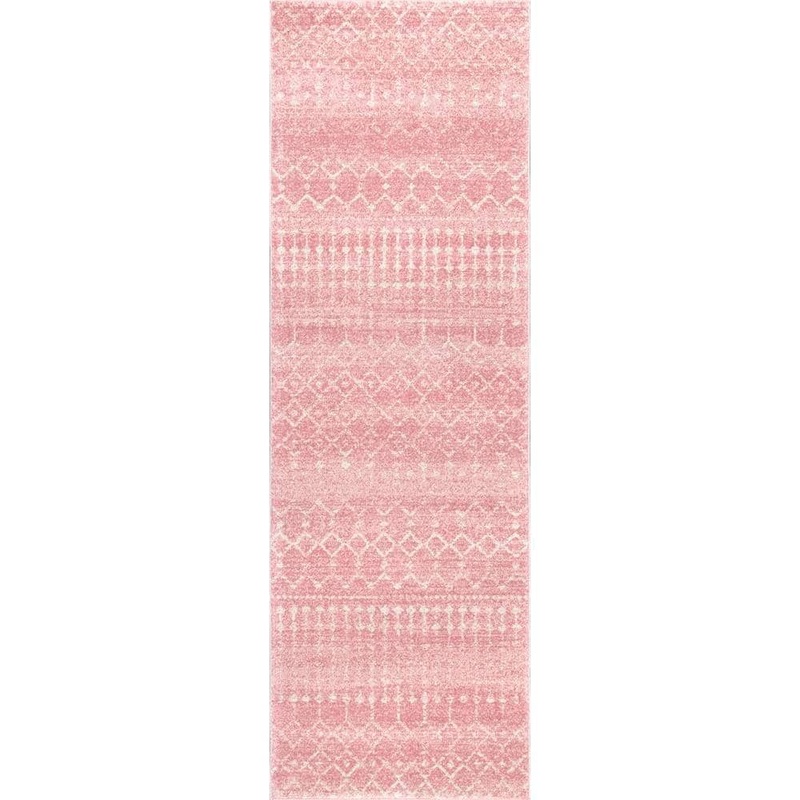 nuLOOM Blythe Modern Moroccan Trellis 3 ft. x 8 ft. Pink Runner Rug RZBD16H-2808