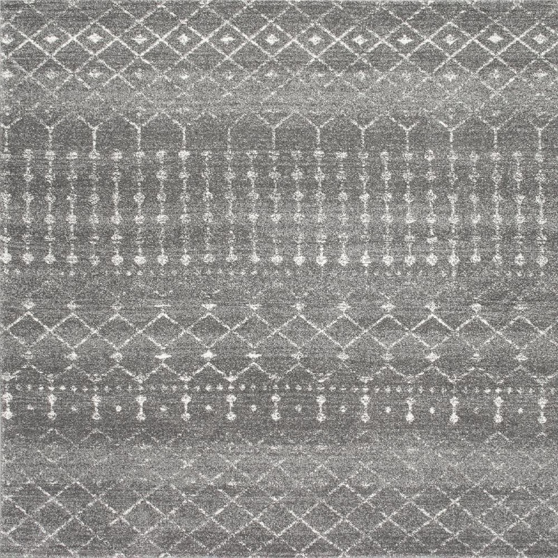 nuLOOM Blythe Modern Moroccan Trellis 8 ft. Dark Gray Square Rug RZBD16B-S808