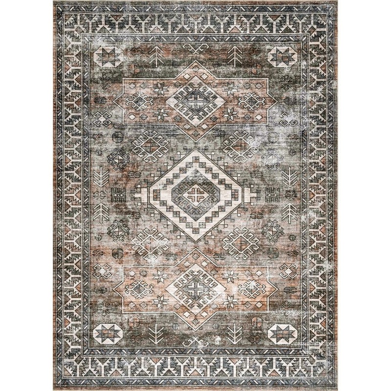 nuLOOM Bowie Machine Washable Tribal Pattern Rust 6 ft. x 6 ft. Square Rug BIVL07A-S606