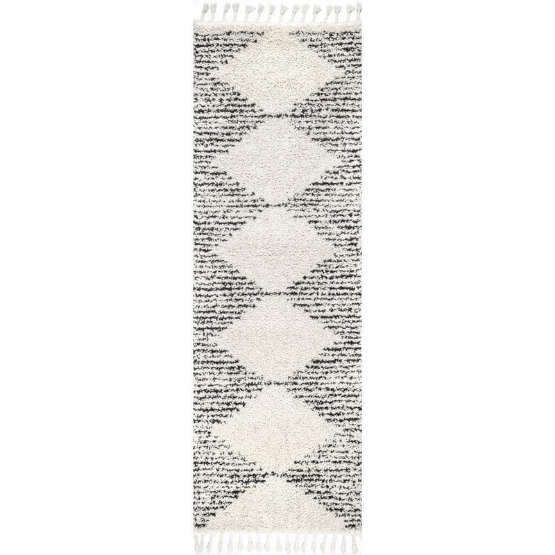nuLOOM Bria Moroccan Diamond Shag Off-White 3 ft. x 16 ft. Runner Rug GCDI09A-26016