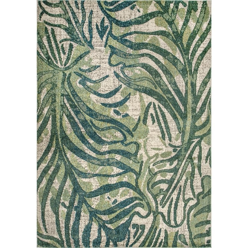 nuLOOM Cali Abstract Leaves Green 8 ft. x 11 ft. Area Rug KKCB58A-710011