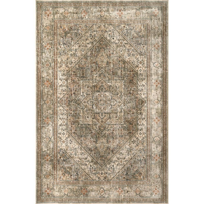 nuLOOM Carol Traditional Medallion Beige Doormat 3 ft. x 5 ft. Accent Rug OWMC07A-305
