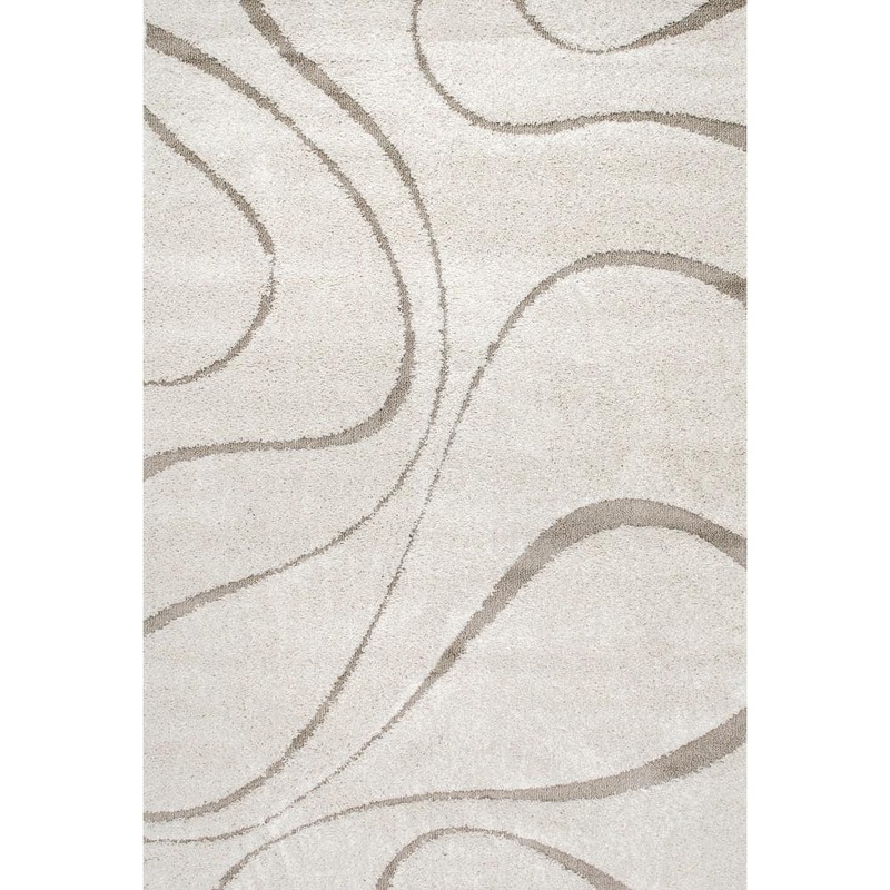 nuLOOM Carolyn Contemporary Curves Shag Cream 7 ft. x 9 ft. Area Rug OZSG08A-6709