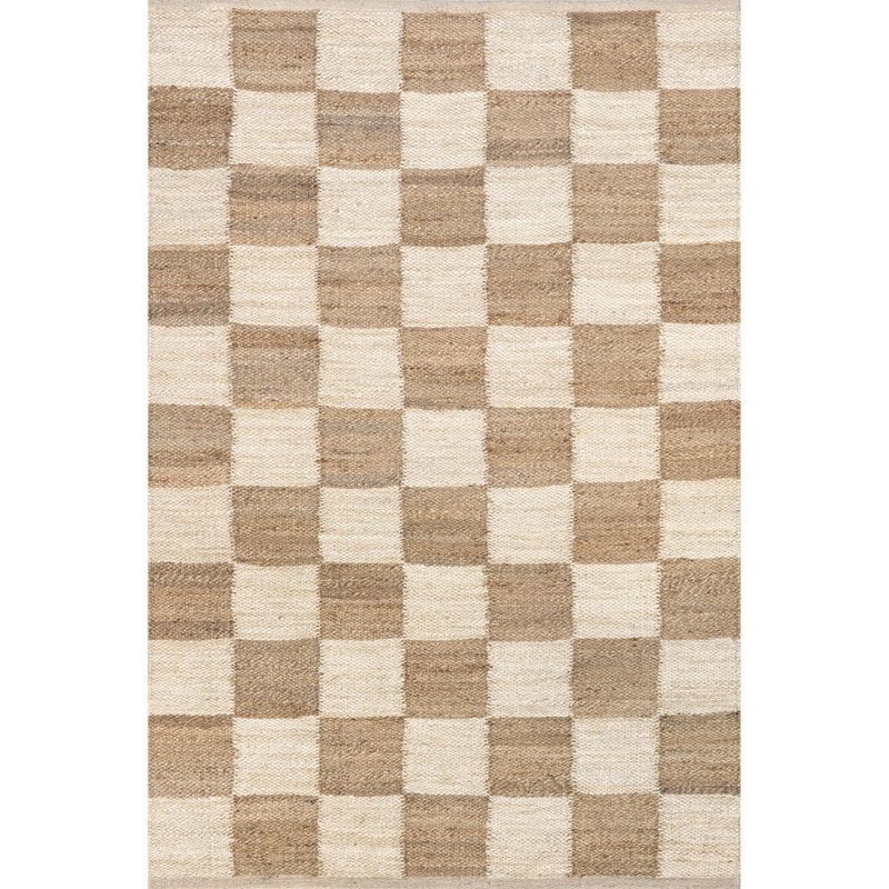 nuLOOM Christana Traditional Checkered Jute Ivory 4 ft. x 6 ft. Area Rug TATN04A-406