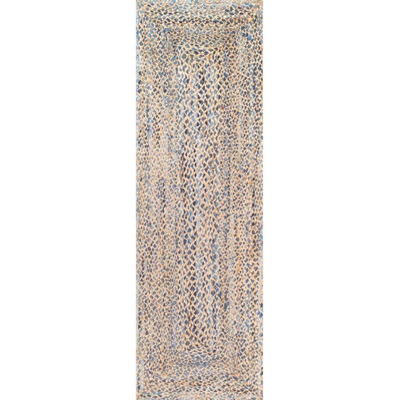 nuLOOM Eliz Striped Farmhouse Jute Blue 2 ft. 6 in. x 6 ft. Indoor Runner MGDR01A-2606