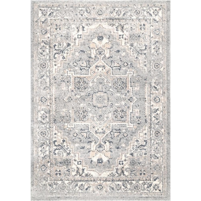 nuLOOM Essa Vintage 9 ft. x 12 ft. Light Gray Living Room/Bedroom/Dining Room Area Rug ACSD05A-9012