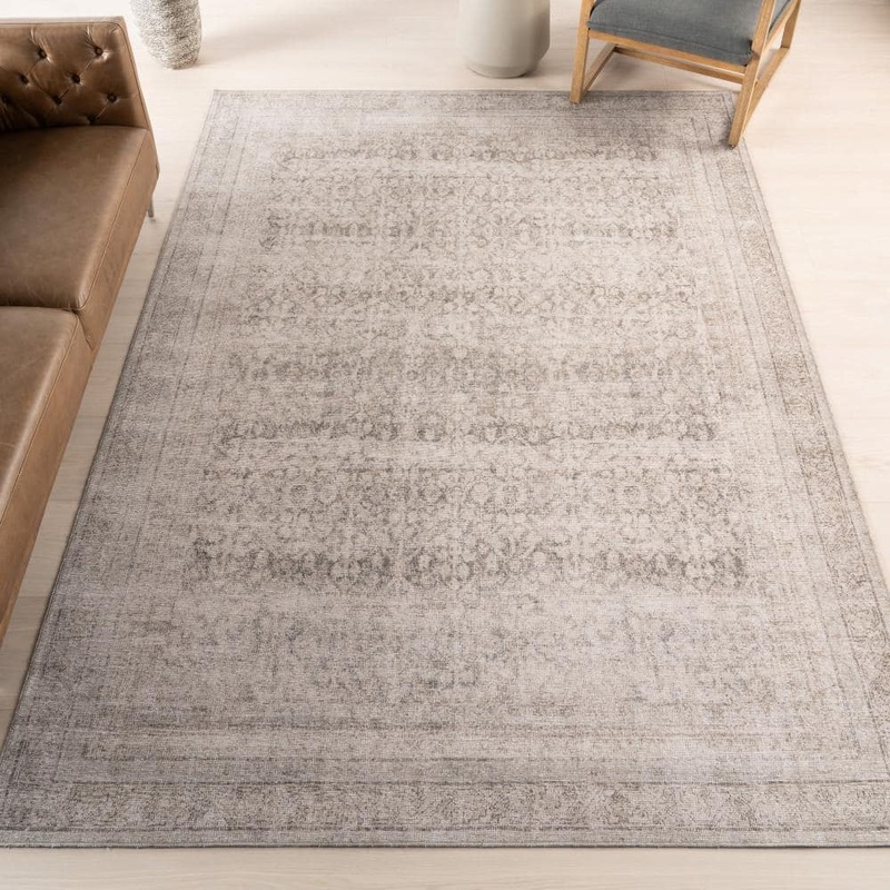 nuLOOM Hillstone Grey 5 ft. x 8 ft. Traditional Vintage Medallion Area Rug LRHV10A-508