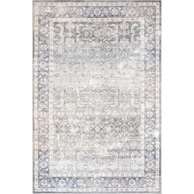 nuLOOM Ivette Persian Spill-Proof Machine Washable Gray 8 ft. x 10 ft. Area Rug BIJL03A-8010