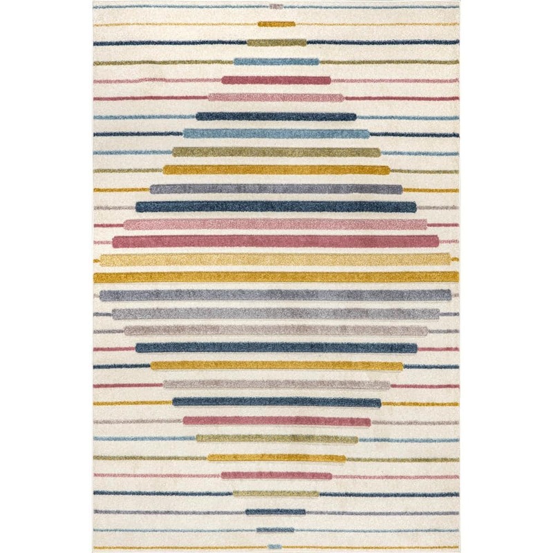 nuLOOM Jaelynn Diamond Striped Kids Multicolor 4 ft. x 6 ft. Mid-Century Modern Area Rug GRSP07A-406