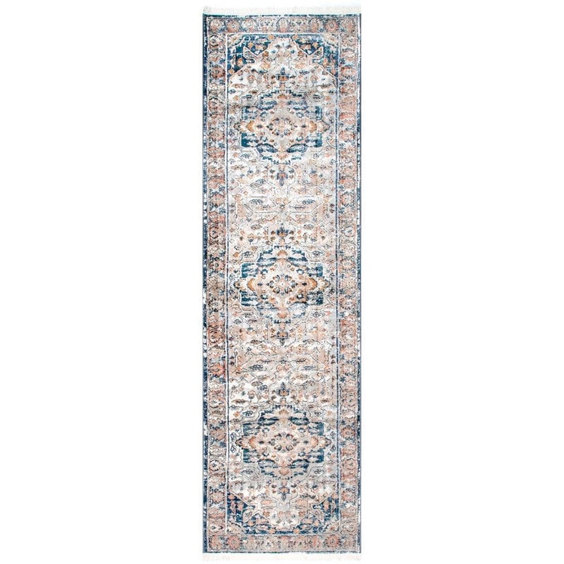 nuLOOM Josephine Winged Cartouche Grey 2 ft. 6 in. x 6 ft. Runner Rug KKSL06A-2606