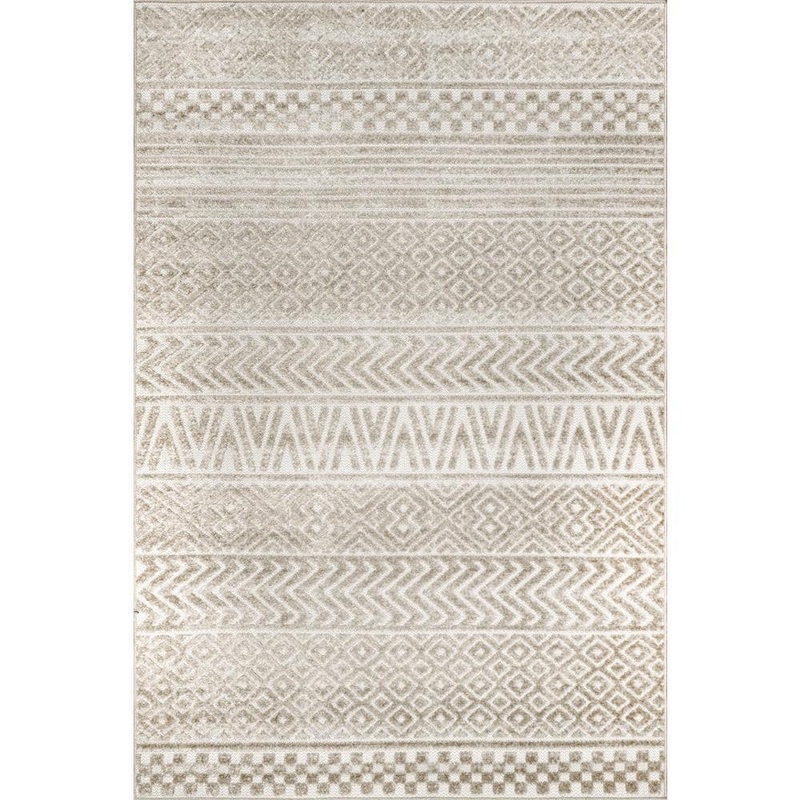 nuLOOM Kamryn Raised Tribal Bands Beige 4 ft. x 6 ft. Indoor/Outdoor Patio Area Rug BDSZ05B-406