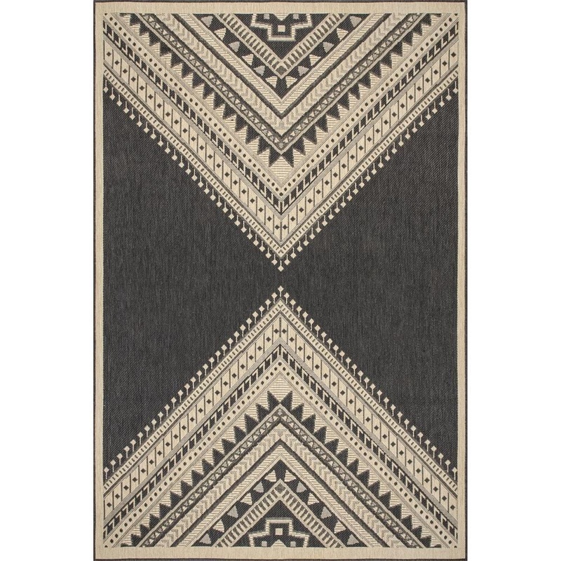nuLOOM Landry Aztec Charcoal 5 ft. x 8 ft. Indoor/Outdoor Patio Area Rug GBCB24B-508