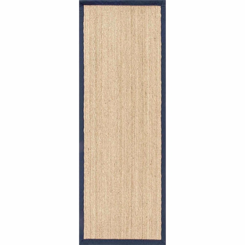 nuLOOM Larnaca Seagrass Herringbone Navy 2 ft. 6 in. x 8 ft. Indoor/Outdoor Runner Patio Rug HJSG02C-2608