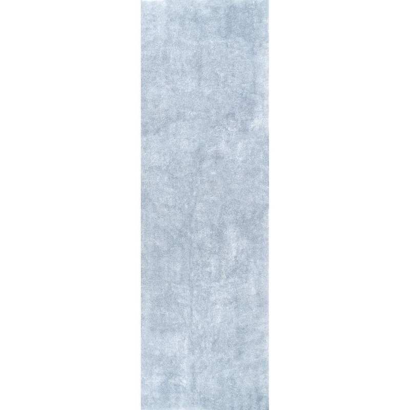 nuLOOM Loni Solid Machine Washable Shag Light Blue 3 ft. x 8 ft. Runner Rug BIVD01F-2608