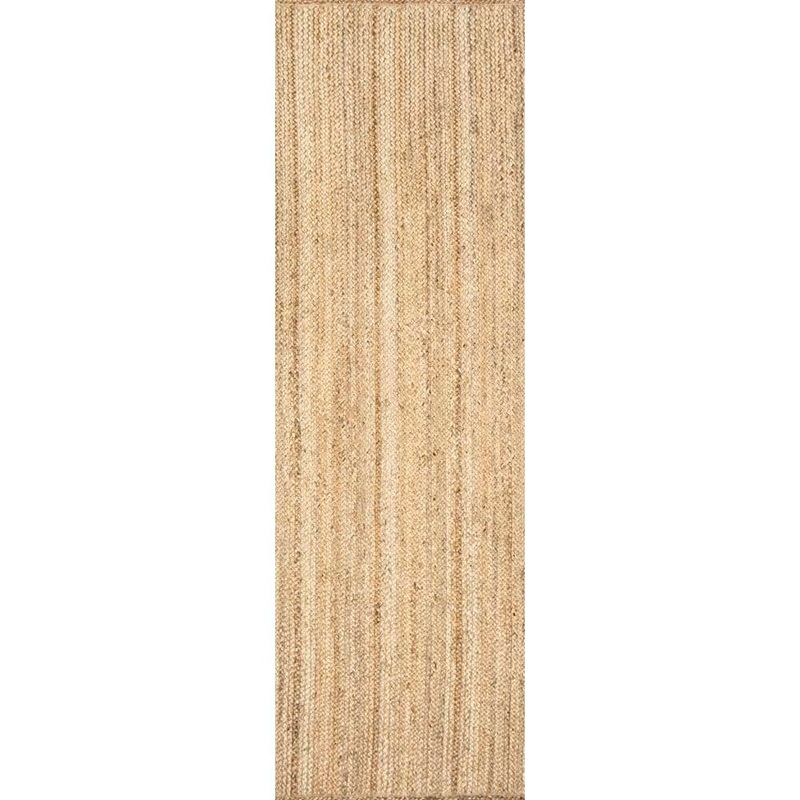 nuLOOM Rigo Chunky Loop Natural Jute Tan 3 ft. x 10 ft. Farmhouse Runner Rug TAJT03-26010