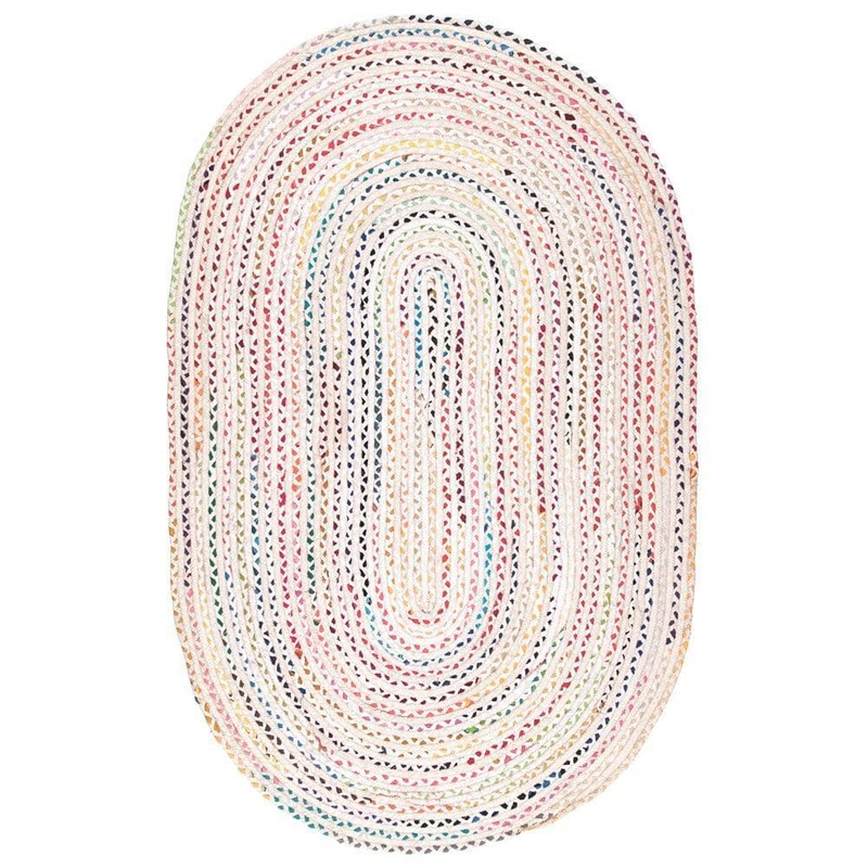 nuLOOM Tammara Colorful Braided Ivory 7 ft. x 9 ft. Oval Rug MGNM04C-709O