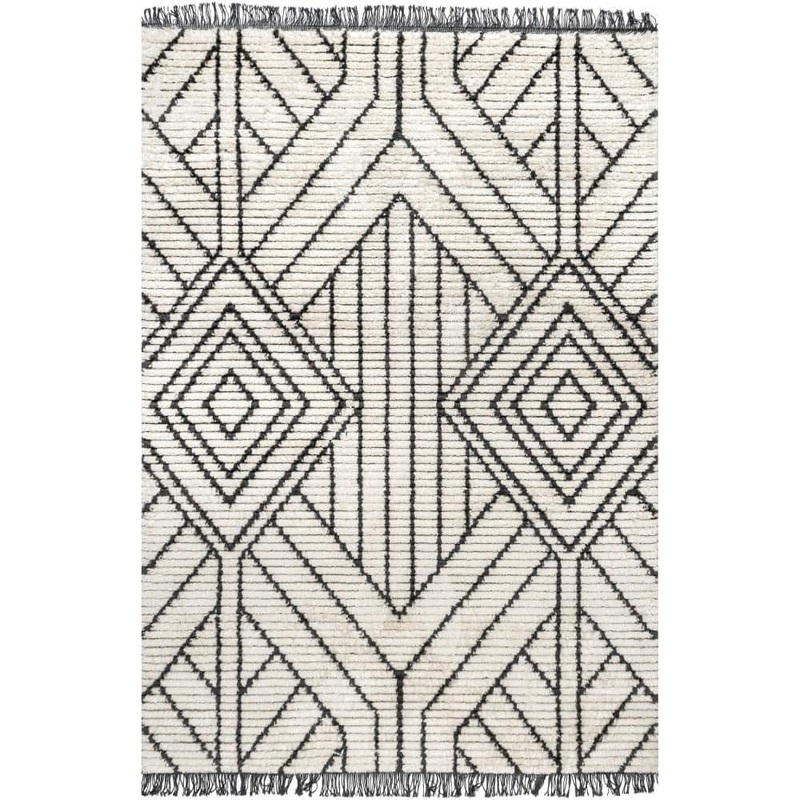 nuLOOM Tatiana Beige 8 ft. x 10 ft. Geometric Shag Area Rug GCUW23A-8010