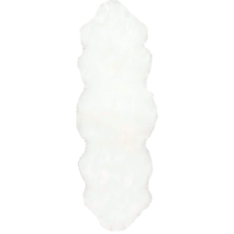 nuLOOM Terrell Faux Sheepskin Solid Shag Ivory 2 ft. x 6 ft. Runner Rug HJFL02A-206