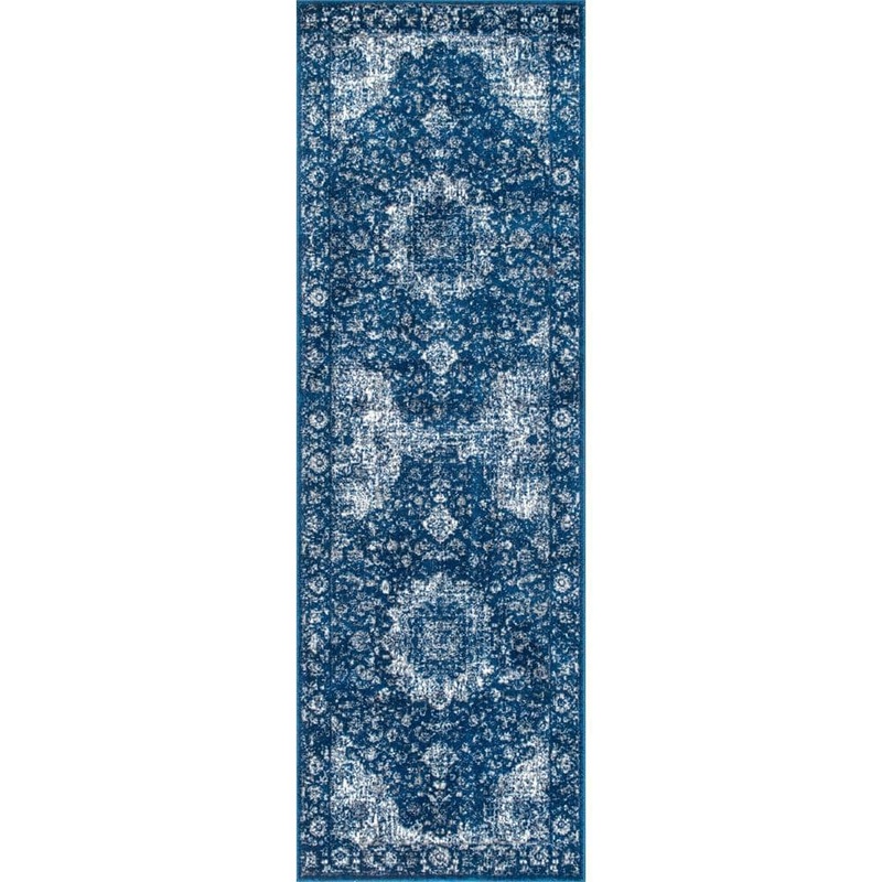 nuLOOM Verona Vintage Persian Dark Blue 2 ft. 6 in. x 6 ft. Runner Rug RZBD07C-2606