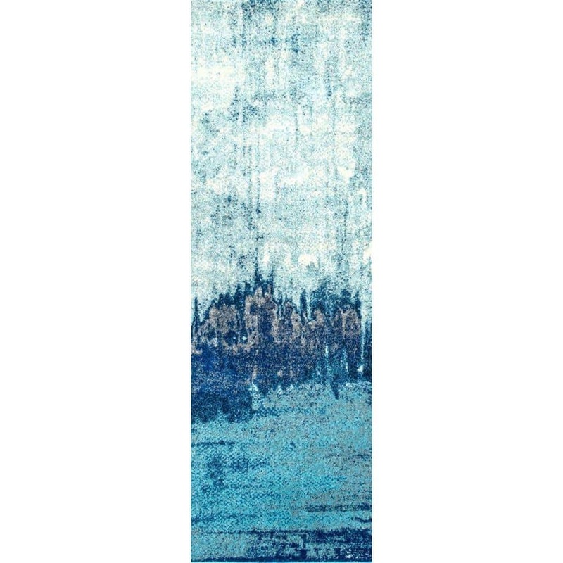 nuLOOM Alayna Abstract Blue 2 ft. 6 in. x 10 ft. Runner Rug RZBD51A-26010