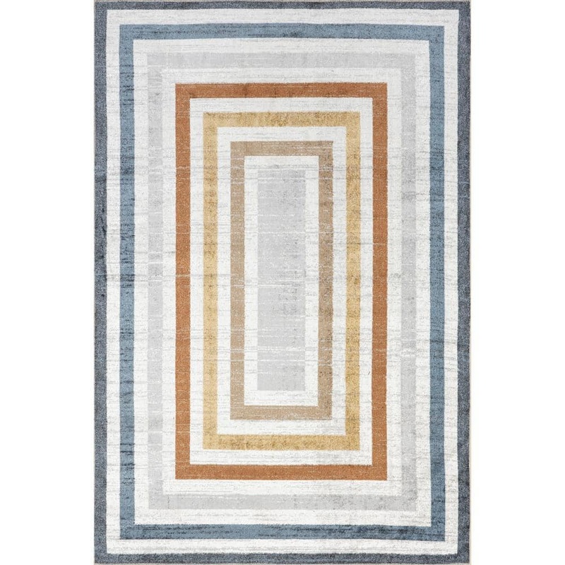 nuLOOM Alinor Machine Washable Blue 5 ft. x 8 ft. Tribal Area Rug GRHN04A-508
