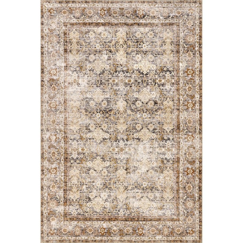 nuLOOM Anise Antique Floral Spill-Proof Machine Washable Ivory 9 ft. x 12 ft. Area Rug HJTH21A-9012