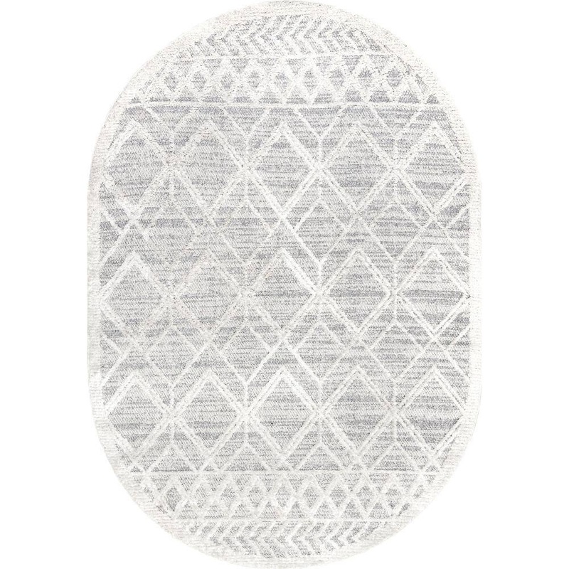 nuLOOM Ansley Moroccan Lattice Tassel Light Gray 4 ft. x 6 ft. Oval Oval Modern Area Rug KKLR12B-O406